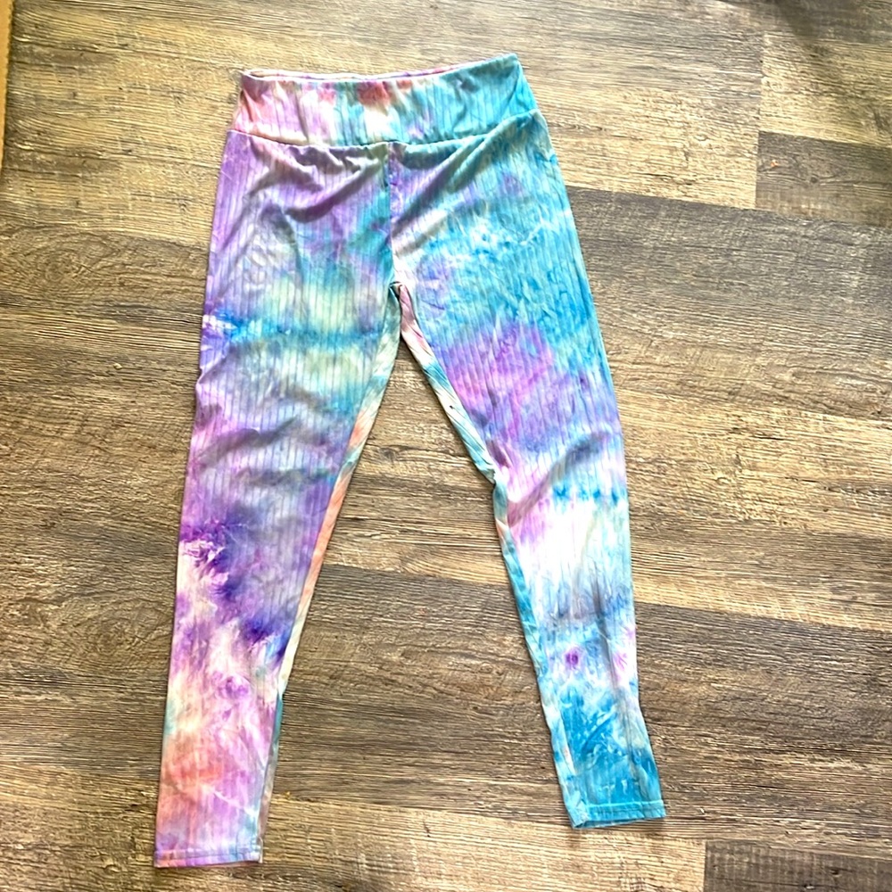 Large tie dye stretch pants leggings